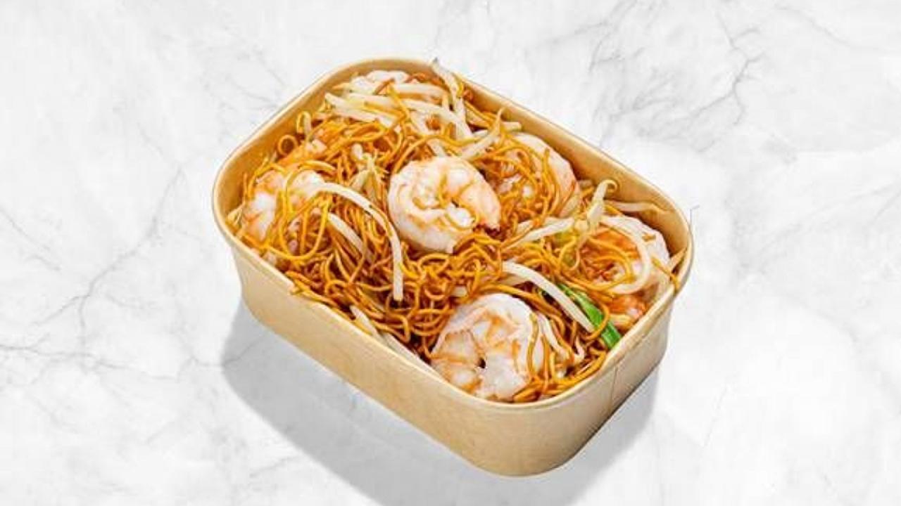 Meal card cover for: King Prawn Chow Mein 大蝦炒麵
