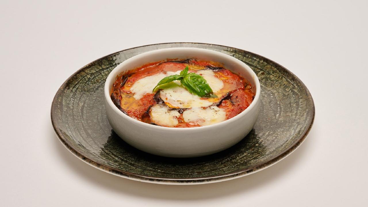 Meal card cover for: Aubergine Parmigiana