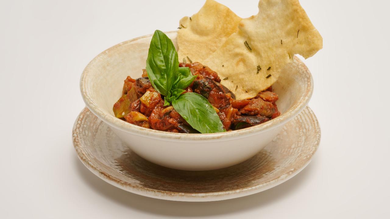 Meal card cover for: Sicilian Aubergine Caponata