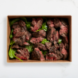 Meal card cover for: Charred Grass-Fed Flank Steak Buffet Box