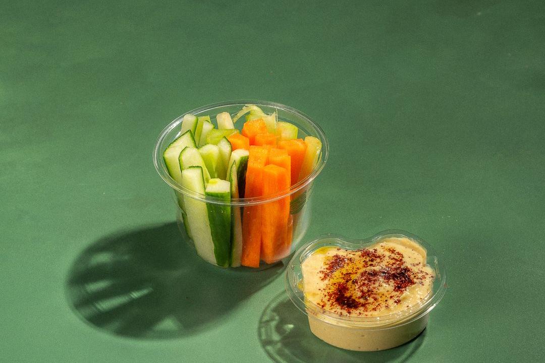 Meal card cover for: CAT Crudites, chickpea hummus CAT