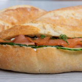 Meal card cover for: Smoked Salmon, Cucumber and Cream Cheese - Large Baguette