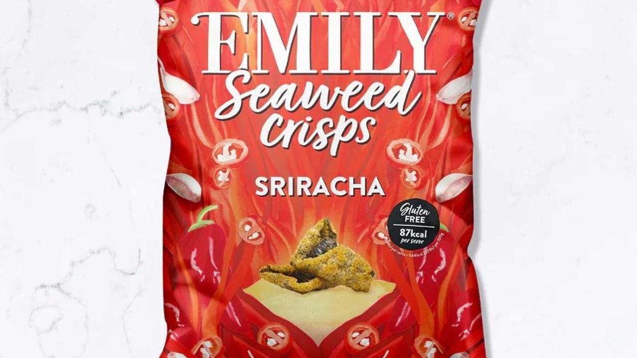 Meal card cover for: Emily's Snacks. Seaweed Crisps Sriracha