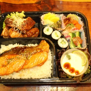 Meal card cover for: Double Up Bento A (Salmon Teri& Chicken Teri)(HALAL)-Miso soup not included