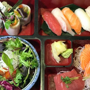 Meal card cover for: Mixed Sashimi and Sushi Bento-Miso soup not included