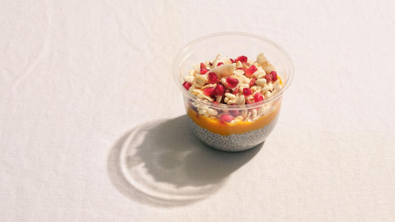 Meal card cover for: CAT Chia, mango puree with soya milk CAT