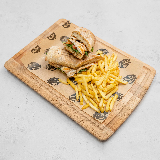Meal card cover for: Chicken Sandwich with fries