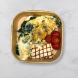 Meal card cover for: Spinach omelette with halloumi and cherry tomatoes (v)