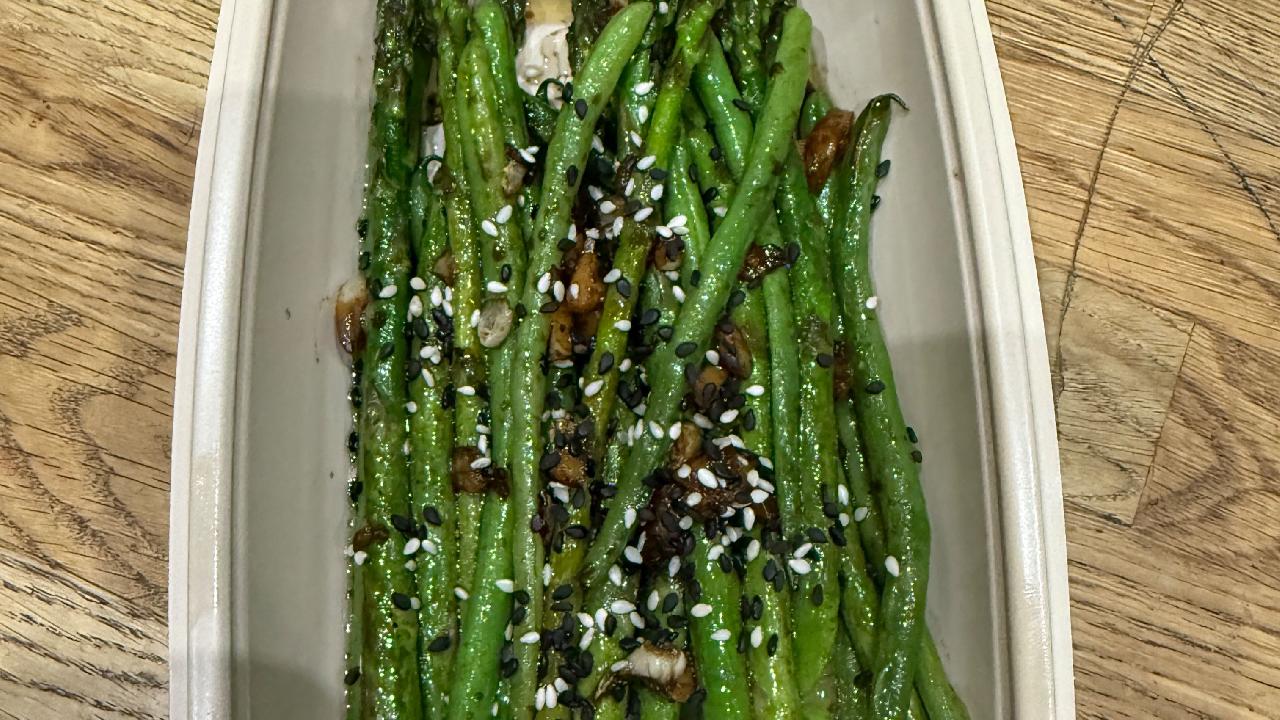 Meal card cover for: Asparagus spears & green beans