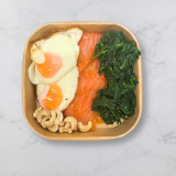 Meal card cover for: Salmon, spinach and eggs