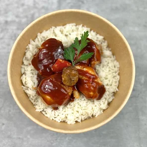 Meal card cover for: BBQ Chicken with rice