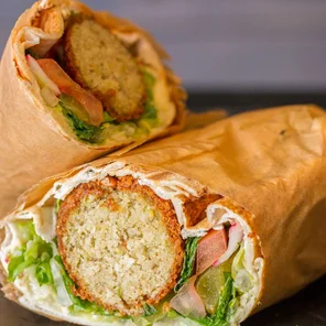 Meal card cover for: Falafel Chickpea Wrap (VG)
