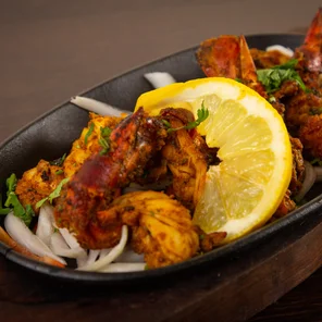 Meal card cover for: Tandoori King Prawns