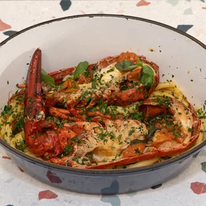 Meal card cover for: Whole live lobster for 2 people