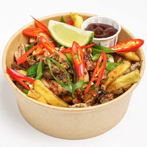 Meal card cover for: Jerk Loaded Fries