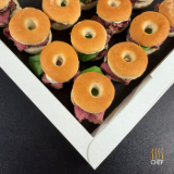 Meal card cover for: Mini Bagels, Salted Beef and Salsa Verde