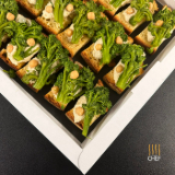 Meal card cover for: Tender stem Broccoli on Chick Peas Hummus Crostino