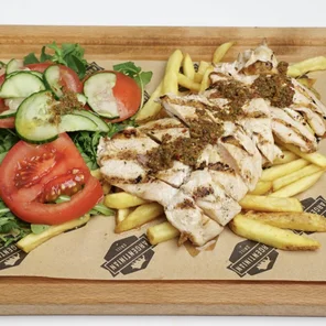 Meal card cover for: Grilled Chicken Breast with Fries and Salad