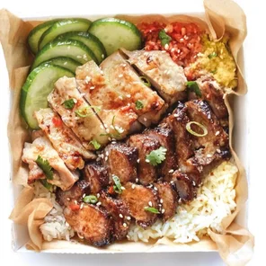Meal card cover for: Pork and Chicken Combo Rice Box