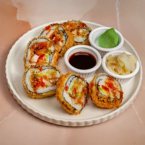 Meal card cover for: Chicken Katsu and Avocado Crunchy penko fry Roll- 6 Pcs