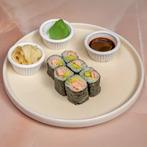 Meal card cover for: Prawn and Avocado Maki - 6 Pcs