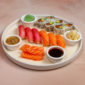 Meal card cover for: Salmon Tuna Deluxe Sushi Box