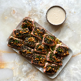 Meal card cover for: Grilled Loch Duart salmon with daily changing sauce