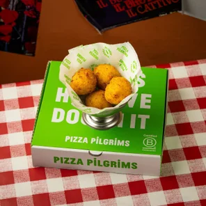 Meal card cover for: Cacio e Pepe balls
