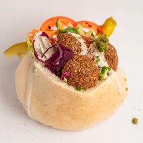 Meal card cover for: Falafel in a Pitta