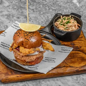 Meal card cover for: Soft Shell Crab Burger With Chips & Slaw