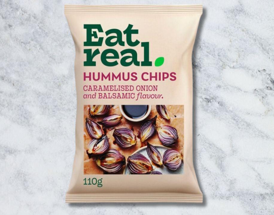 Meal card cover for: Eat Real Hummus Chips - Caramelised Onion & Balsamic (VE) 🌱