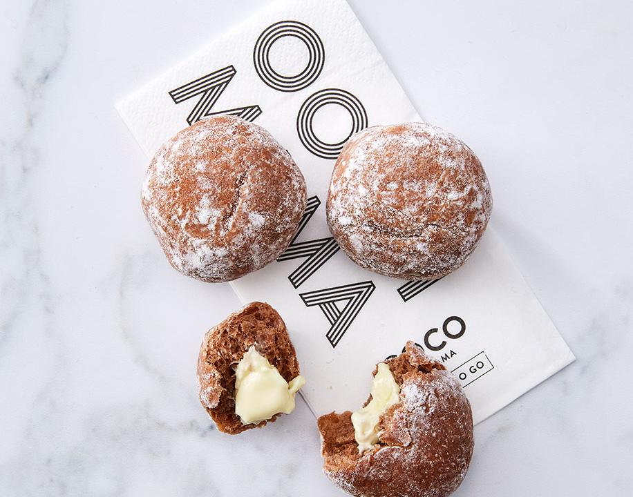 Meal card cover for: Double Choc Bomboloni Trio (V)