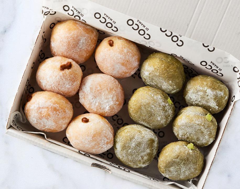 Meal card cover for:  Nutty Bomboloni Box (V) 