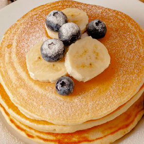 Meal card cover for: Banana & Blueberry Cinnamon Pancake, Maple Syrup