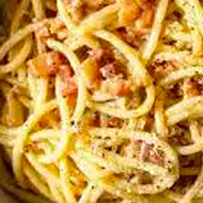 Meal card cover for: Spaghetti Carbonara