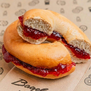 Meal card cover for: Strawberry Jam Bagel