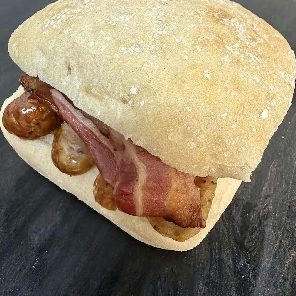 Meal card cover for: Bacon & sausage sourdough roll