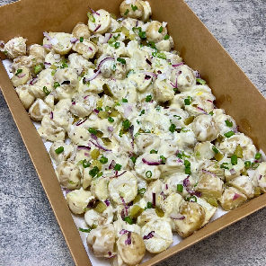 Meal card cover for: Sharing new potato salad