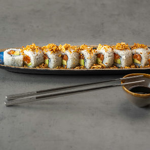 Meal card cover for: Salmon Crunch Roll (8 pieces)