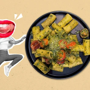 Meal card cover for: Pesto Rigatoni