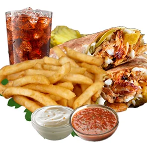 Meal card cover for: Wrap with Chips and Soft Drink