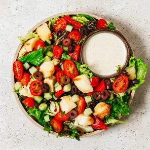 Meal card cover for: Greek Halloumi Salad