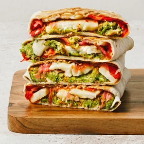 Meal card cover for: halloumi & falafel toasted wrap