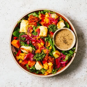 Meal card cover for: Halloumi and Roasted Veg