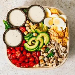 Meal card cover for: avocado chicken caesar platter