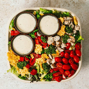 Meal card cover for: parmesan chicken salad platter