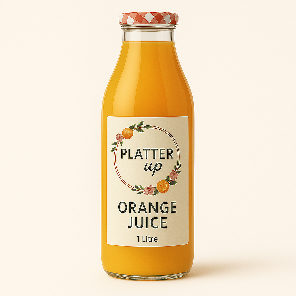 Meal card cover for: Freshly Squeezed Orange Juice - 1 Litre Glass Bottle