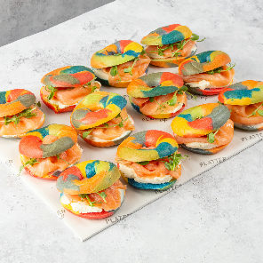 Meal card cover for: Pride Rainbow Bagel Platter with Smoked Salmon and Cream Cheese