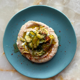 Meal card cover for: Cannellini bean mash with yoghurt and saffron courgettes 