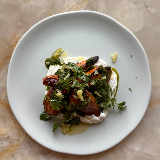 Meal card cover for: Roasted carrots with preserved lemon chermoula and ricotta